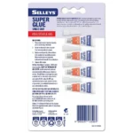 Angled view of Selleys Super Glue Adjustable Gel Single Shot 4x1g blister pack on white background