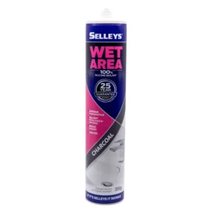 Selleys Wet Area Silicone Sealant Charcoal 300g front view on white background