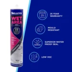 Selleys Wet Area Silicone Sealant Charcoal 300g tube lying flat
