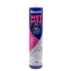 Selleys Wet Area Silicone Sealant Mid Grey 300g front view on white background