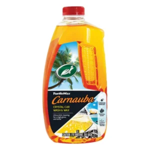 Front view of Turtle Wax Carnauba Crystal Car Wash & Wax 2L bottle on white background
