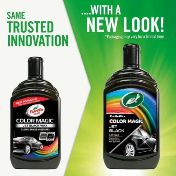 Turtle Wax Color Magic Jet Black Wax FG52708 500ml new and old packaging side by side