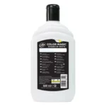 Rear label of Turtle Wax Color Magic Bright White Wax bottle showing usage instructions and safety info.