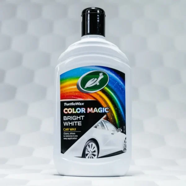 Turtle Wax Bright White Wax on patterned background.