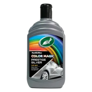 Front view of Turtle Wax Color Magic Prestige Silver Wax FG52710 500ml bottle on white background.