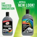 Turtle Wax Color Magic Prestige Silver Wax FG52710 500ml old packaging next to new packaging.