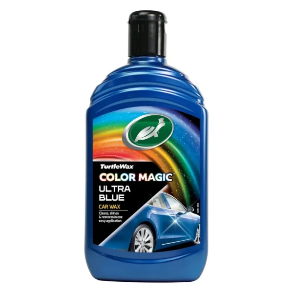 Front of Turtle Wax Color Magic Ultra Blue Wax FG52709 500ml bottle on white background.