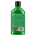 Back view of Turtle Wax Headlight Cleaner & Sealant 266ml bottle with directions and product details on white background