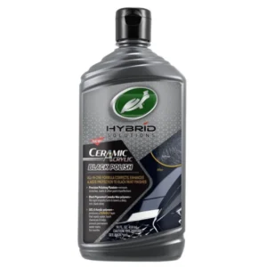 Front of Turtle Wax Hybrid Solutions Ceramic Acrylic Black Polish 414ml bottle on white background