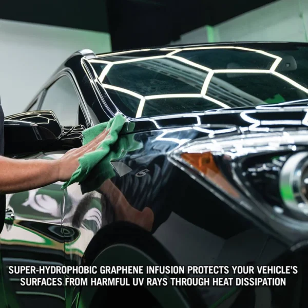 Turtle Wax Ceramic Graphene Paste Wax Kit with infographic highlights showing ceramic protection, graphene durability, and deep shine on white background