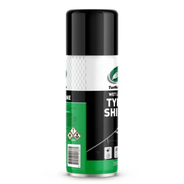 Infographic highlighting Turtle Wax Tyre Shine benefits like wet-look finish and long-lasting protection