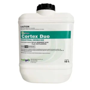 Front view of Indigo ProForce Cortex Duo Herbicide 10L container