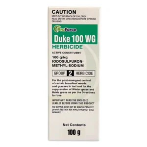 Front view of Indigo ProForce Duke 100WG Herbicide 100g container