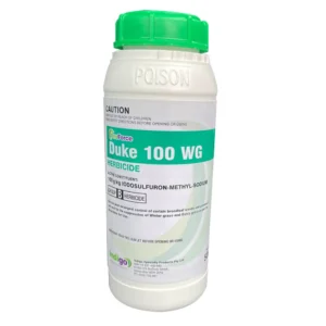Front of Indigo ProForce Duke 100WG Herbicide 500g container.