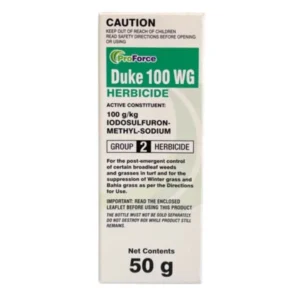 Front view of Indigo ProForce Duke 100WG Herbicide 50g packaging