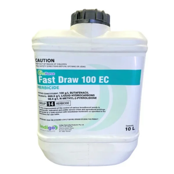 Front view of Indigo ProForce Fast Draw 100EC Herbicide 10L container