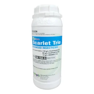 Front view of Indigo ProForce Scarlet Trio Advanced Insecticide 1L bottle.