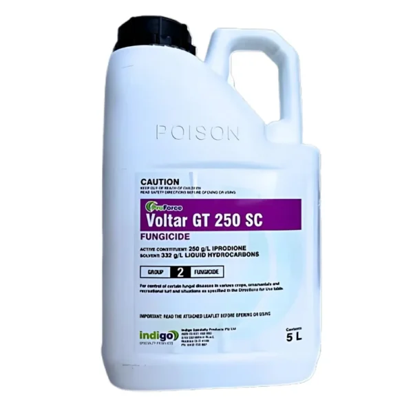 Indigo ProForce Voltar GT 250SC Fungicide 5L front label bottle on white background