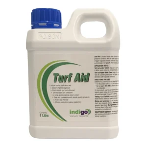 Front view of Indigo Turf Aid 1L bottle.