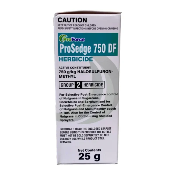 Front view of Indigo ProForce ProSedge 750DF Herbicide 25g pack on white background.