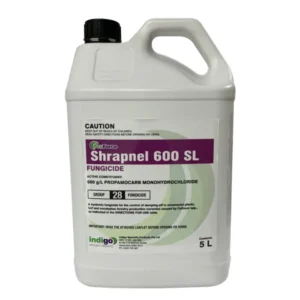 Indigo ProForce Shrapnel 600SL Fungicide 5L front label on white background