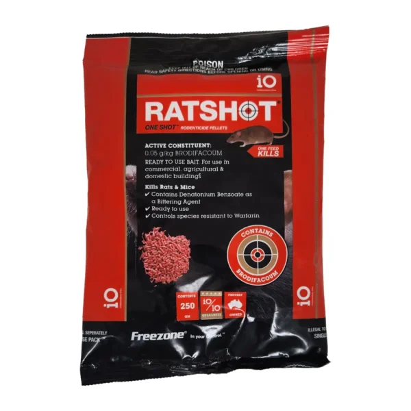 Rat Control Pellets IO Ratshot One Shot Pellets Red 250g | Quick & Effective Rat Killer