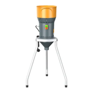 25 L standalone animal feed mixer with orange hopper and tripod stand