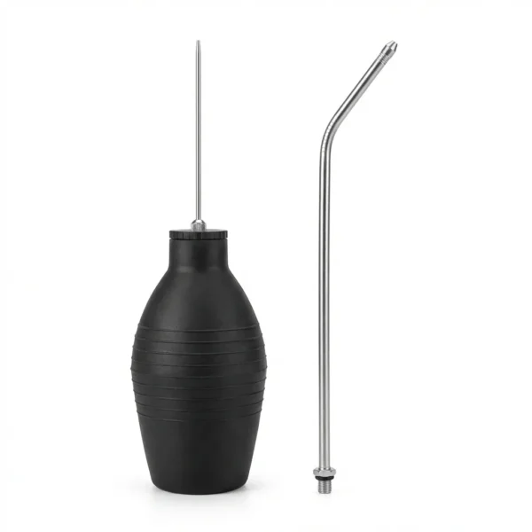 Pestrol Professional Bulb Duster Kit with straight and angled metal nozzles for precise pest control dust application.