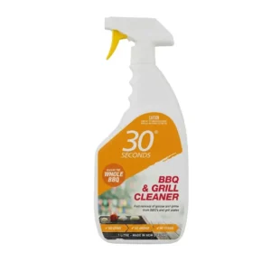 30 Seconds BBQ Grill Cleaner Spray, 1 litre bottle, effectively removes tough grease, grime, and stains from grills.