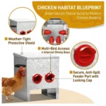 4-Port Chicken Feeder – Galvanised Steel Hopper Feeder - Image 5