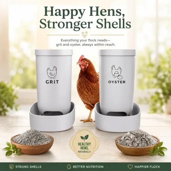 Pestrol Chicken Grit and Oyster Shell Feeder 2 Pack – wall-mount poultry supplement dispensers