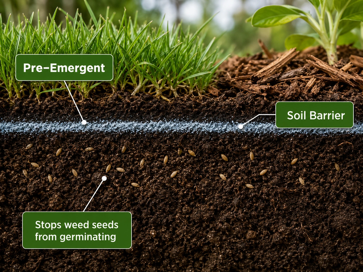 pre-emergent-soil-barrier How pre-emergent herbicide forms a soil barrier to stop weed germination